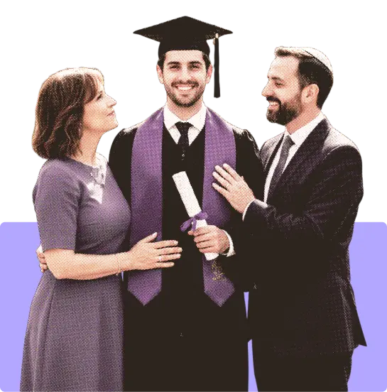 Graduate with proud parents